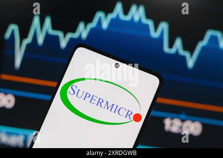 Paraguay. 09 août 2024. Dans cette illustration photo, le logo Supermicro est affiché sur l'écran d'un smartphone. Crédit : SOPA images Limited/Alamy Live News Banque D'Images