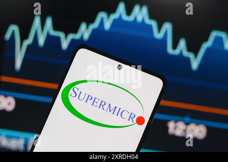 Paraguay. 09 août 2024. Dans cette illustration photo, le logo Supermicro est affiché sur l'écran d'un smartphone. (Photo de Jaque Silva/SOPA images/SIPA USA) *** strictement à des fins éditoriales *** crédit : SIPA USA/Alamy Live News Banque D'Images