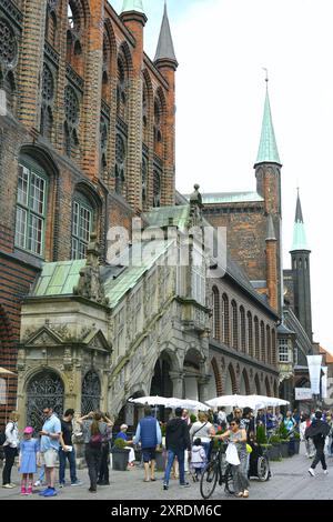 La mairie est le siège du maire et la mairie de la ville hanséatique de Lübeck, en Allemagne. Banque D'Images