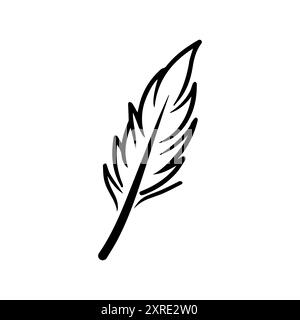 Icône Quill ou symbole de ligne moderne. Dessin au trait vectoriel et conception d'icône avec contour audacieux. Noir et blanc Pixel Perfect symbole minimaliste blanc isolé Illustration de Vecteur