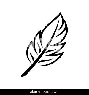 Icône Quill ou symbole de ligne moderne. Dessin au trait vectoriel et conception d'icône avec contour audacieux. Noir et blanc Pixel Perfect symbole minimaliste blanc isolé Illustration de Vecteur