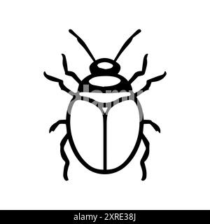 icône de bug ou symbole de ligne moderne. Dessin au trait vectoriel et conception d'icône avec contour audacieux. Noir et blanc Pixel Perfect symbole minimaliste isolé blanc BA Illustration de Vecteur