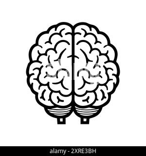 Icône de cerveau humain ou symbole de ligne moderne. Dessin au trait vectoriel et conception d'icône avec contour audacieux. Noir et blanc Pixel Perfect symbole minimaliste isolé Illustration de Vecteur