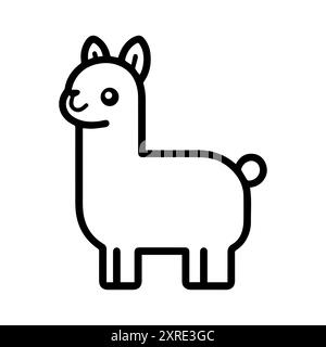 icône d'alpaga ou symbole de ligne moderne. Dessin au trait vectoriel et conception d'icône avec contour audacieux. Noir et blanc Pixel Perfect symbole minimaliste blanc isolé Illustration de Vecteur