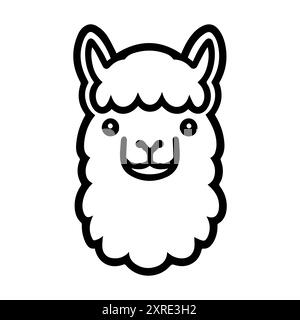 icône d'alpaga ou symbole de ligne moderne. Dessin au trait vectoriel et conception d'icône avec contour audacieux. Noir et blanc Pixel Perfect symbole minimaliste blanc isolé Illustration de Vecteur
