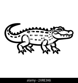 icône d'alligator ou symbole de ligne moderne. Dessin au trait vectoriel et conception d'icône avec contour audacieux. Noir et blanc Pixel Perfect symbole minimaliste isolé wh Illustration de Vecteur