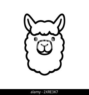 icône d'alpaga ou symbole de ligne moderne. Dessin au trait vectoriel et conception d'icône avec contour audacieux. Noir et blanc Pixel Perfect symbole minimaliste blanc isolé Illustration de Vecteur