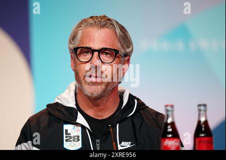 Casey Wasserman, Président du LA28, lors d’une conférence de presse au centre de presse principal, le quinzième jour des Jeux Olympiques de Paris 2024 en France. Date de la photo : samedi 10 août 2024. Banque D'Images