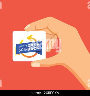 Icône Cashback in Hand dans un style plat. Illustration vectorielle d'étiquette de remboursement sur fond isolé. Concept commercial de l'affiche de remise en argent. Illustration de Vecteur