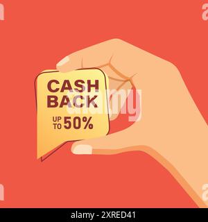 Icône Cashback in Hand dans un style plat. Illustration vectorielle d'étiquette de remboursement sur fond isolé. Concept commercial de l'affiche de remise en argent. Illustration de Vecteur