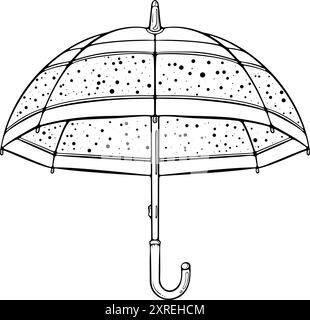 Dessin de ligne de parapluie ouvert Illustration de Vecteur