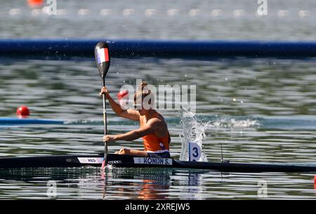 Paris, France. 10 août 2024. Jeux Olympiques de Paris 2024. Canoë sprint. Stade nautique olympique. Paris. Selma Konijn (NED) dans la compétition de canoë Sprint lors des Jeux olympiques de Paris 2024 au stade olympique nautique, France. Crédit : Sport in Pictures/Alamy Live News Banque D'Images