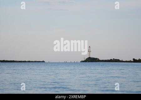 Extrémité du bras Sulina menant à la mer Noire, Roumanie Banque D'Images