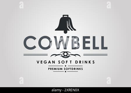 Logo Cowbell. Nouveau logo pour une entreprise qui vend des boissons gazeuses Vegan. Logo avec Bell. Illustration de Vecteur