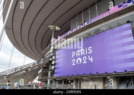 Saint Denis, France, 9 août 2024. Athlétisme - vue extérieure de la façade du stade de France - Jacques Julien / Alamy Live News Banque D'Images