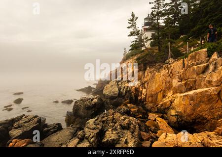 Bass Harbor surplombant le golfe du Maine Banque D'Images