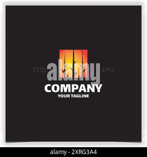 silhouette d'arbre de bambou dans le modèle de vecteur de conception de logo carré Illustration de Vecteur