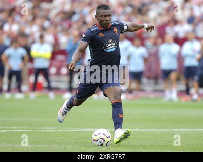 Londres, Royaume-Uni. 10 août 2024. Londres, Angleterre, 10 août 2024 : Joseph Aidoo (15 RC Celta de Vigo) lors de la fusillade de pénalité dans le match de la Betway Cup entre West Ham United et RC Celta de Vigo au London Stadium à Londres, en Angleterre. (Jay Patel/SPP) crédit : photo de presse sportive SPP. /Alamy Live News Banque D'Images