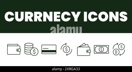 Vecteur de définition d'icônes de devise. Vecteur d'icônes de devises d'argent. Vecteur de fonds monétaires Illustration de Vecteur