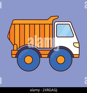 Vecteur d'icône de camion de benne basculante de jouet. Vecteur de jouet de voiture de camion de sable mignon. voiture jouet Illustration de Vecteur