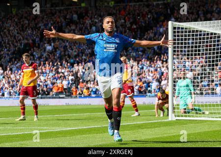 Glasgow, Royaume-Uni. 10 août 2024. Les Rangers ont joué à Motherwell dans le premier match à domicile pour les Rangers, joués au Hampden Park, Glasgow parce que le stade Ibrox, le terrain de résidence des Rangers, est en rénovation. Le score final était Rangers 2 - 1 Motherwell. Les buts ont été marqués par Dessers, Cerny et un OG par Propper. Crédit : Findlay/Alamy Live News Banque D'Images