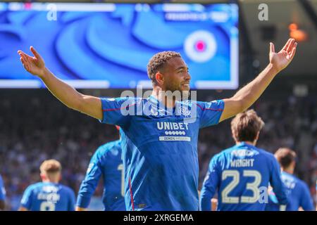 Glasgow, Royaume-Uni. 10 août 2024. Les Rangers ont joué à Motherwell dans le premier match à domicile pour les Rangers, joués au Hampden Park, Glasgow parce que le stade Ibrox, le terrain de résidence des Rangers, est en rénovation. Le score final était Rangers 2 - 1 Motherwell. Les buts ont été marqués par Dessers, Cerny et un OG par Propper. Crédit : Findlay/Alamy Live News Banque D'Images