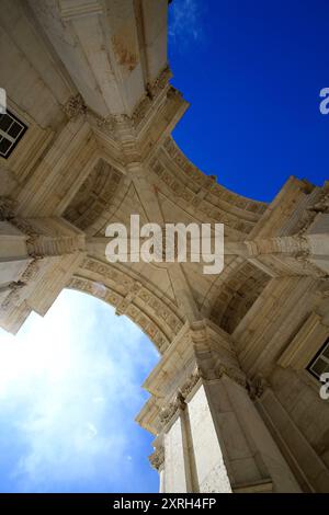 Lisbonne, Portugal. Détail de l'Arco da Rua Augusta sur la place Praca de Comercio. 24 mars 2017 Banque D'Images