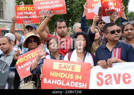 Sauvez les hindous au Bangladesh manifestation à Parliament Square, Londres 10 août 2024 Banque D'Images