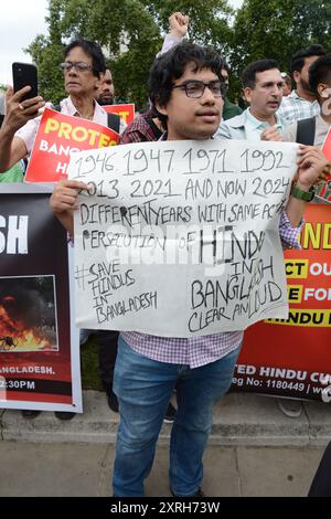 Sauvez les hindous au Bangladesh manifestation à Parliament Square, Londres 10 août 2024 Banque D'Images
