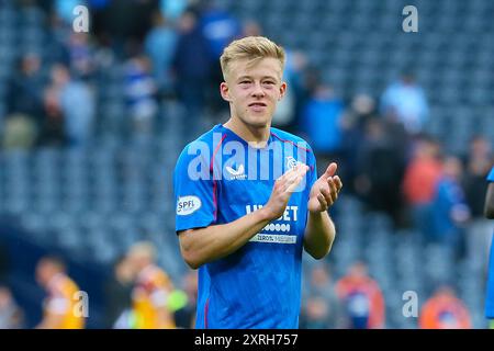 Glasgow, Royaume-Uni. 10 août 2024. Les Rangers ont joué à Motherwell dans le premier match à domicile pour les Rangers, joués au Hampden Park, Glasgow parce que le stade Ibrox, le terrain de résidence des Rangers, est en rénovation. Le score final était Rangers 2 - 1 Motherwell. Les buts ont été marqués par Dessers, Cerny et un OG par Propper. Crédit : Findlay/Alamy Live News Banque D'Images