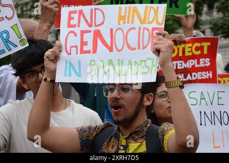 Sauvez les hindous au Bangladesh manifestation à Parliament Square, Londres 10 août 2024 Banque D'Images