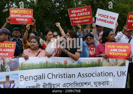 Sauvez les hindous au Bangladesh manifestation à Parliament Square, Londres 10 août 2024 Banque D'Images