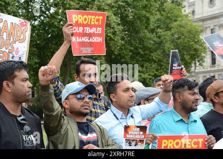 Sauvez les hindous au Bangladesh manifestation à Parliament Square, Londres 10 août 2024 Banque D'Images