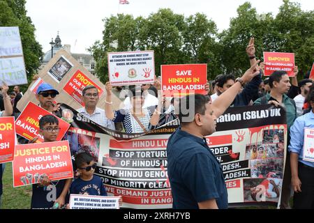 Sauvez les hindous au Bangladesh manifestation à Parliament Square, Londres 10 août 2024 Banque D'Images