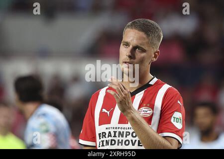 Eindhoven, pays-Bas. 10 août 2024. EINDHOVEN, 10-08-2024, stade Philips, football néerlandais Eredivisie saison 2024/2025, match PSV - RKC, joueur PSV Joey Veerman crédit : Pro Shots/Alamy Live News Banque D'Images