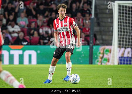 Eindhoven, pays-Bas. 10 août 2024. EINDHOVEN, PAYS-BAS - 10 AOÛT : Olivier Boscagli du PSV dribble lors du match néerlandais Eredivisie entre le PSV et le RKC Waalwijk au Philips Stadion le 10 août 2024 à Eindhoven, pays-Bas. (Photo de Gabriel Calvino Alonso/Orange Pictures) crédit : Orange pics BV/Alamy Live News Banque D'Images