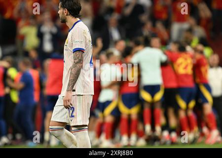 Espagne fêter en action lors du match de demi-finale de l'UEFA 2024 EUROÕs entre l'Espagne et la France, Munich Allianz Stadium, 9 juillet 2024 avec : Espagne fêter où : Munich, Allemagne quand : 09 Jul 2024 crédit : Anthony Stanley/WENN Banque D'Images