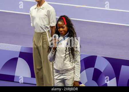 Athlétisme pendant les Jeux Olympiques de Paris 2024 le 10 août 2024 à l'Etat de France à Saint Denis Banque D'Images