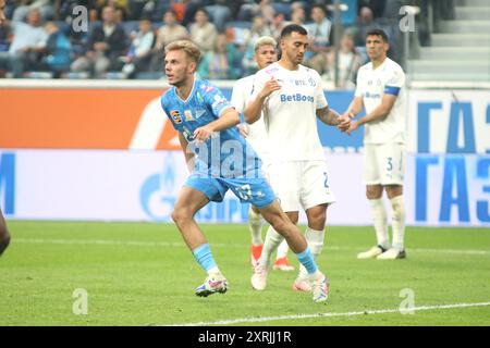 Saint-Pétersbourg, Russie. 10 août 2024. Maksim Glushenkov (67) de Zenit vu en action lors du match de football de la première Ligue russe entre Zenit Saint-Pétersbourg et Dynamo Moscou à Gazprom Arena. Score final ; Zenit 1:0 Dynamo. Crédit : SOPA images Limited/Alamy Live News Banque D'Images