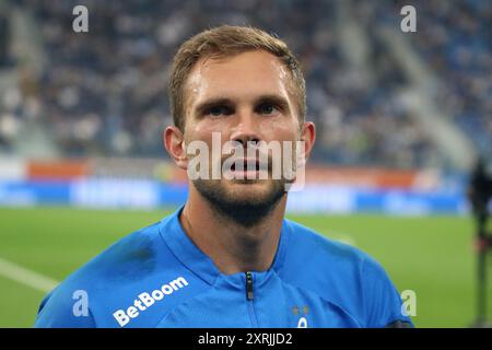 Saint-Pétersbourg, Russie. 10 août 2024. Igor Leshchuk (31) du Dynamo vu en action lors du match de football de la première Ligue russe entre le Zenit Saint-Pétersbourg et le Dynamo Moscou à Gazprom Arena. Score final ; Zenit 1:0 Dynamo. (Photo de Maksim Konstantinov/SOPA images/SIPA USA) crédit : SIPA USA/Alamy Live News Banque D'Images