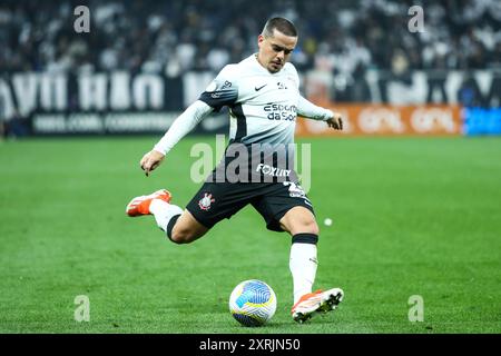 Sao Paulo, Brésil. 11 août 2024. SP - SAO PAULO - 08/10/2024 - BRÉSIL A 2024, CORINTHIANS x BRAGANTINO - Fagner, joueur des Corinthians lors du match contre Bragantino au stade Arena Corinthians pour le championnat brésilien A 2024. Photo : Marco Miatelo/AGIF crédit : AGIF/Alamy Live News Banque D'Images