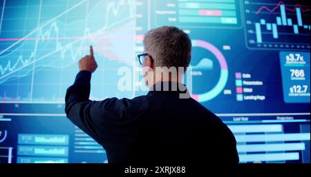 Tableau de bord de l'intelligence artificielle Big Data. Technologie logicielle KPI Banque D'Images