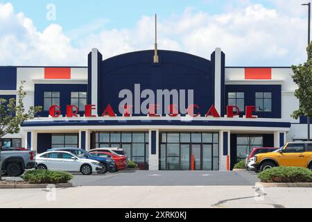 Muncy, États-Unis. 10 août 2024. Le District Cinema de Lycoming Valley est installé dans l'ancien Great Escape Theatre. Crédit : SOPA images Limited/Alamy Live News Banque D'Images