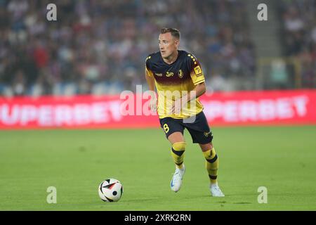 Zabrze, Pologne. 02 août 2024. Fredrik Ulvestad de Pogon Szczecin vu en action lors du match de football de la Ligue polonaise PKO BP Ekstraklasa 2024/2025 entre Gornik Zabrze et Pogon Szczecin à l'Arena Zabrze. Score final : Gornik Zabrze 1:0 Pogon Szczecin. Crédit : SOPA images Limited/Alamy Live News Banque D'Images