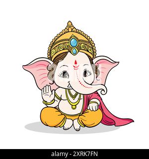 Shri Ganesh, jolie illustration de Bal Ganesha pour le festival Ganesh Chaturthi pour affiche, bannière, décoration flyer Illustration de Vecteur