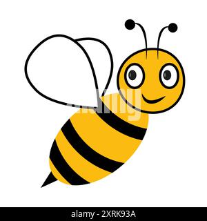 Abeille dans le style de bande dessinée. Abeille joyeuse. Abeille pour enfants. Illustration vectorielle. Illustration de Vecteur