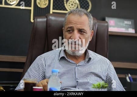 Dans cette photo du 29 juillet 2024 prise à Naplouse (Cisjordanie), Jamal Tirawi, leader du mouvement Fatah et ancien commandant des martyrs al-Aqsa Brigad Banque D'Images
