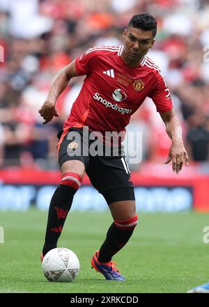 Londres, Royaume-Uni. 10 août 2024. Casemiro de Manchester United lors du match du FA Community Shield au stade de Wembley, Londres. Le crédit photo devrait se lire : Paul Terry/Sportimage crédit : Sportimage Ltd/Alamy Live News Banque D'Images