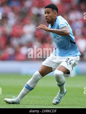 Londres, Royaume-Uni. 10 août 2024. Savinho de Manchester City lors du match du FA Community Shield au stade de Wembley, Londres. Le crédit photo devrait se lire : Paul Terry/Sportimage crédit : Sportimage Ltd/Alamy Live News Banque D'Images