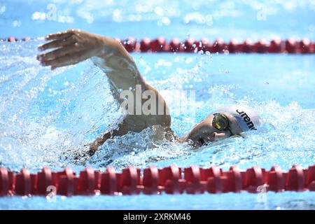 Versailles, France. 11 août 2024. Lucie Hlavackova, de République tchèque, participe à la finale de natation individuelle féminine du Pentathlon moderne aux Jeux Olympiques de Château de Versailles, France, le 11 août 2024. Crédit : Ondrej Deml/CTK photo/Alamy Live News Banque D'Images